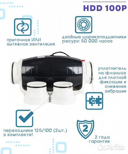 Вентилятор шумоизолированный HDD 100P