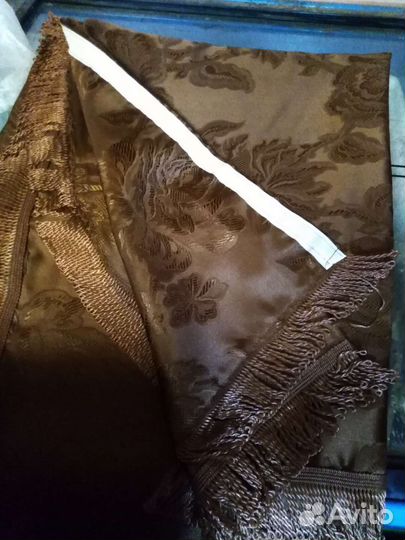 Шторы, цвет кофе с лентой