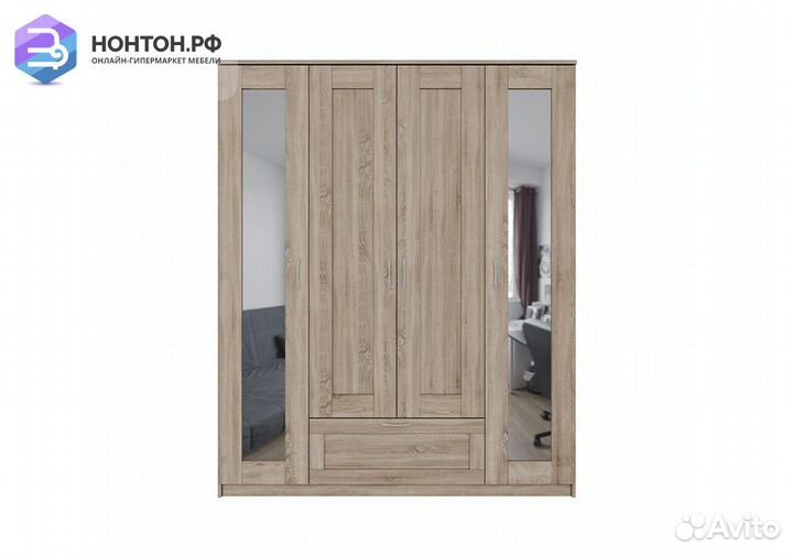 Шкаф четырехстворчатый Сириус дуб сонома с одним я