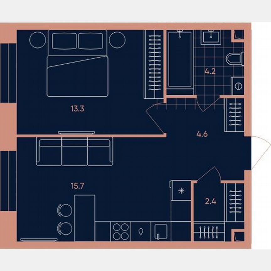 1-к. квартира, 40,2 м², 27/33 эт.