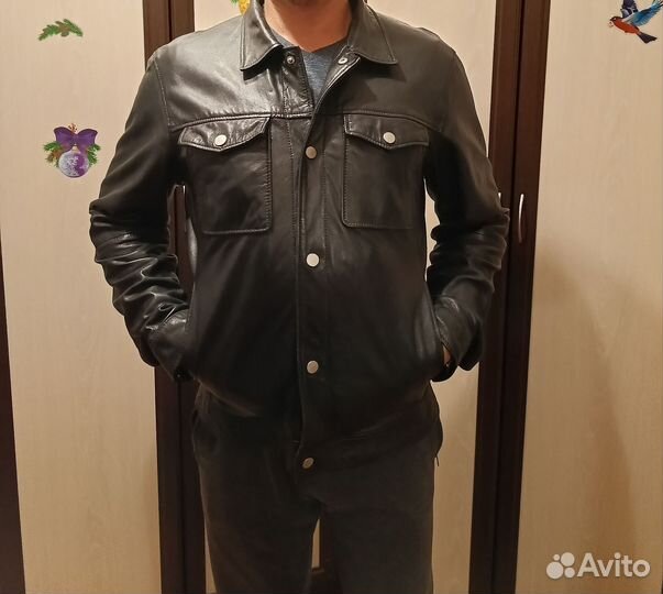 Кожаная куртка мужская52- 54 бу
