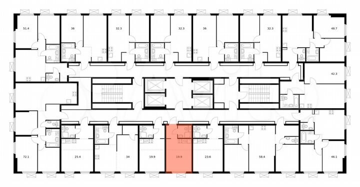 Квартира-студия, 19,8 м², 24/33 эт.