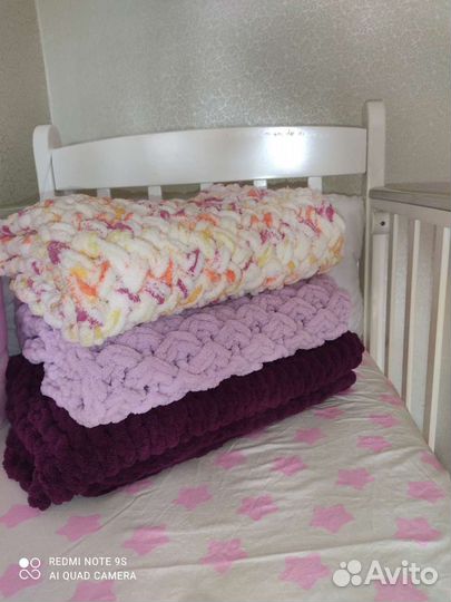 Плед детский вязаный. Плюшевый плед