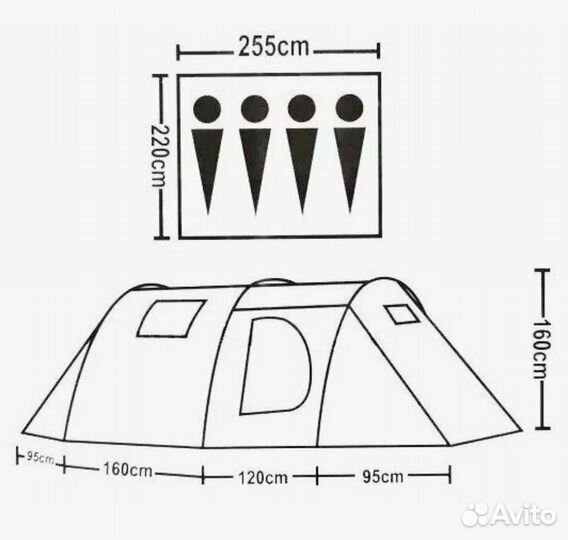 Палатка туристическая 4 местная с тамбуром