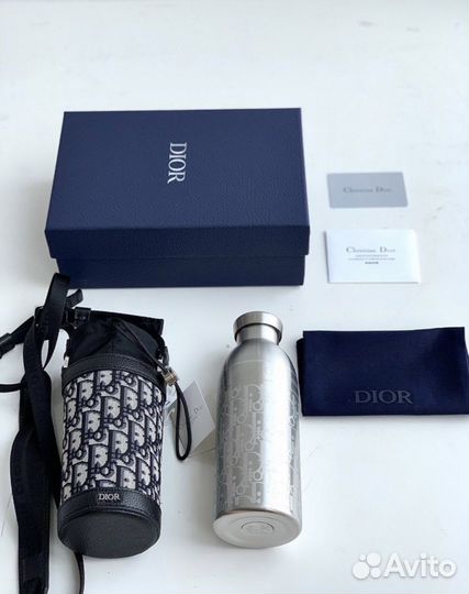 Dior подарочный набор термос и чехол кожаный