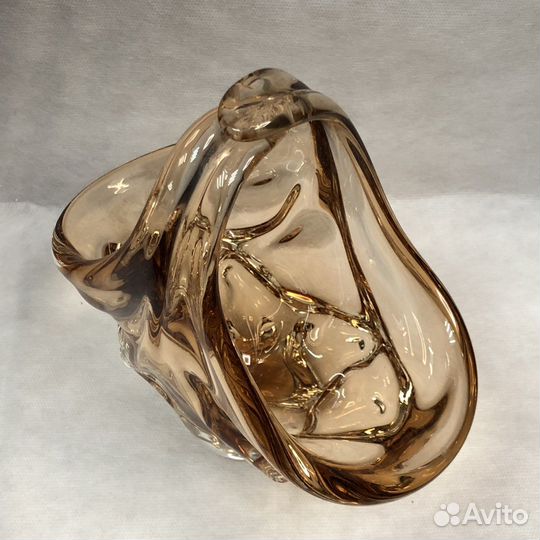 Ваза корзинка для конфет Чехословакия хрусталь