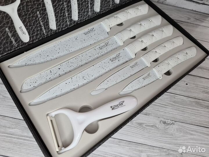 Ножи Zepter 6 предметов, белые - Premium качество