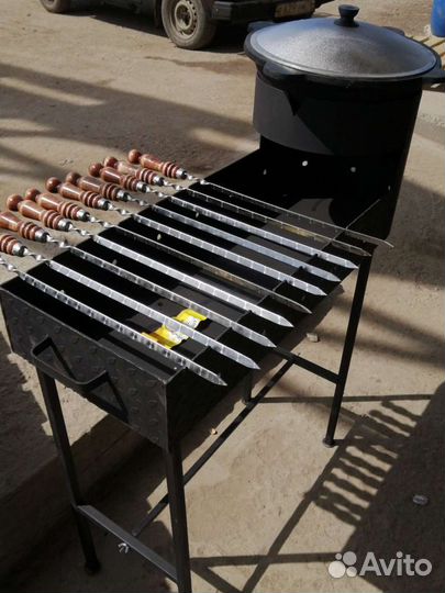 Мангал с печью под казан на 10 л