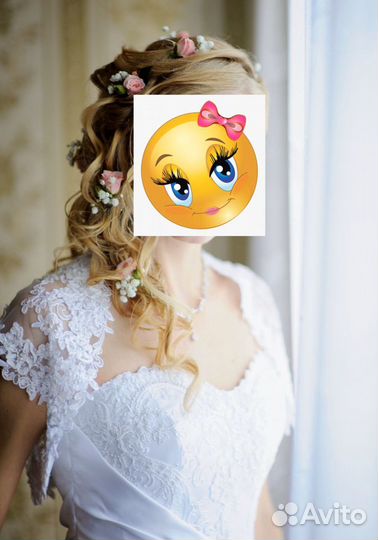 Потрясающее свадебное платье+накидка+колье