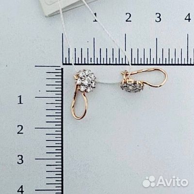 Золотые серьги с фианитом