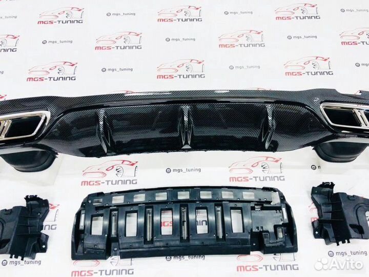 Диффузор с насадками E63s Под карбон Mercedes w213