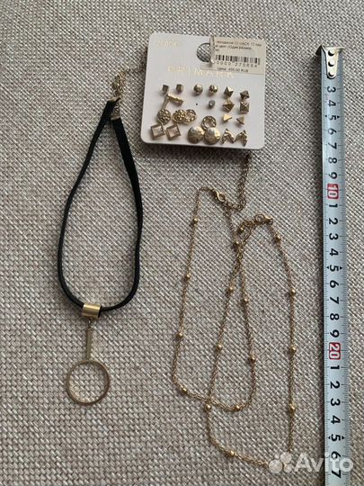 Набор украшений бижутерия под золото серьги чокер