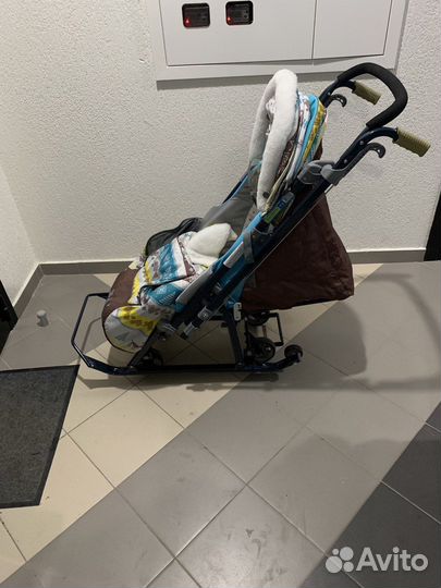 Санки-коляска Ника 7-3 (принт: скандинавский)