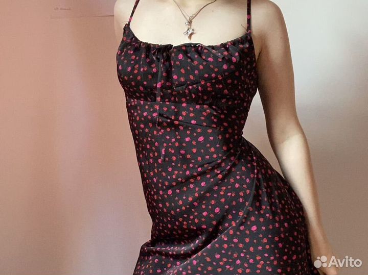 Платье миди черное 38 размер