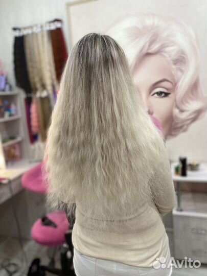 Натуральные волосы Славянка блонд волна