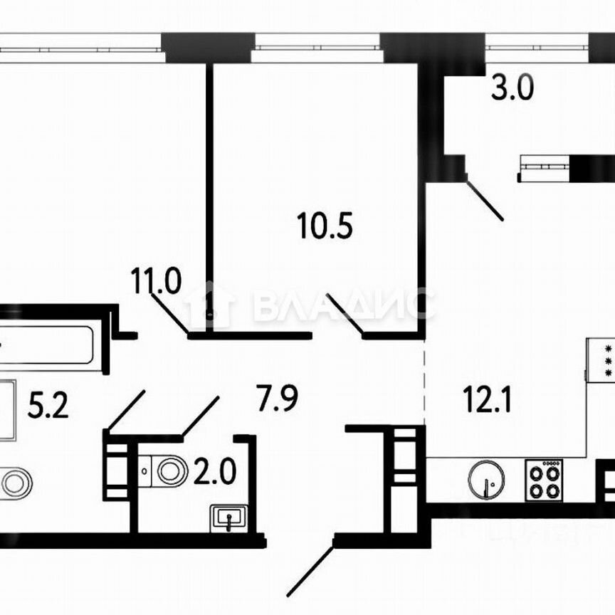 2-к. квартира, 48,7 м², 4/14 эт.