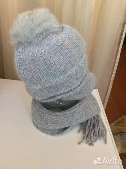 Комплект Вязаный Шапка И Шарф 55-56 см