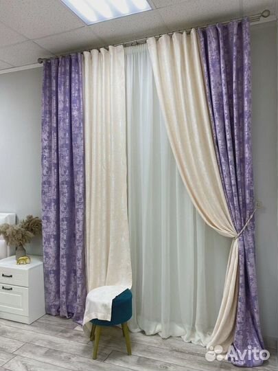Шторы мрамор двухцветные 2 размера
