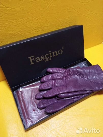 Перчатки кожаные женские, цвет баклажан