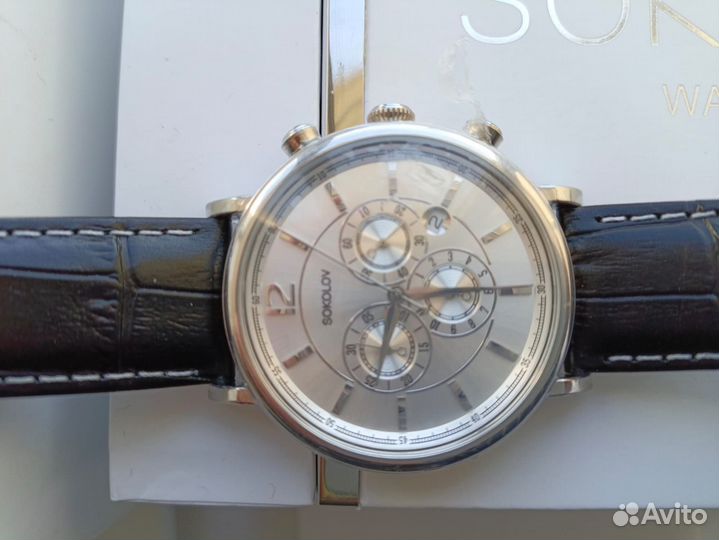 Мужские серебряные часы Швецария новые