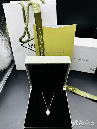 Van cleef подвеска белое золото 750 проба