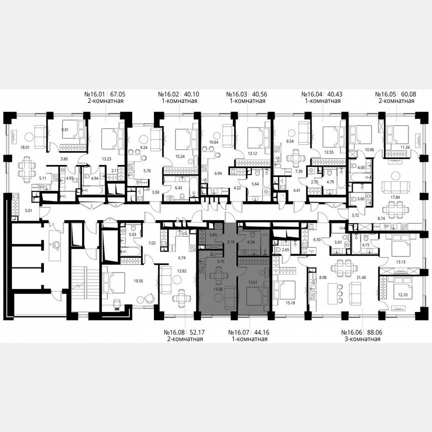 1-к. квартира, 44,2 м², 16/27 эт.