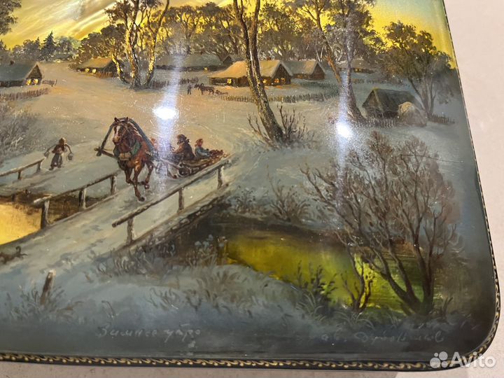 Винтажная шкатулка «Зимнее утро» Федоскино