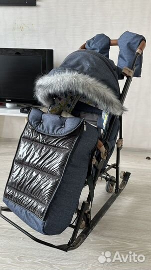 Санки утепленные с ручкой