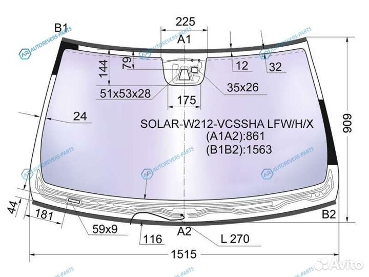 Solar-W212-vcssha lfwhx Стекло лобовое атермальное