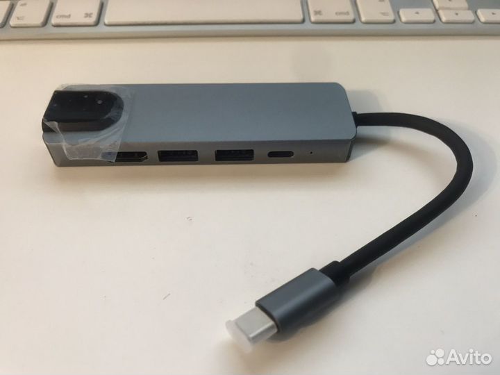 Переходник хаб 5 в 1 Type-C hdmi LAN USB
