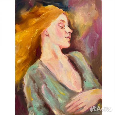 Картина маслом девушка сон нега масло холст