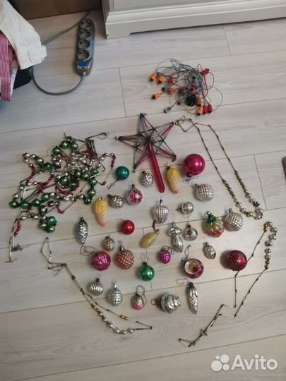 Елочные игрушки СССР 35 штук +гирлянда