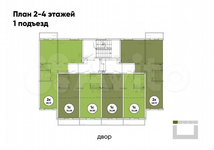 1-к. квартира, 24,5 м², 4/4 эт.
