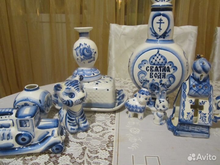Посуда,статуэтки животных гжель,подсвечник