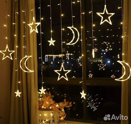 Гирлянда луна и звезда