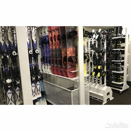 Стеллаж Премиум сп-2 для сноубордов, двухсторонний с корзиной 219х155х67см SP2-104