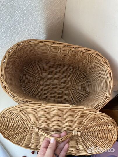 Хлебница плетеная овальная с крышкой