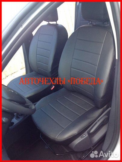 Чехлы Renault Sandero 2 из экокожи чёрные Классика