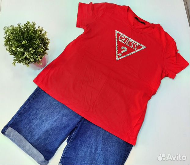 Guess футболка женская шорты джинсовые 48 50