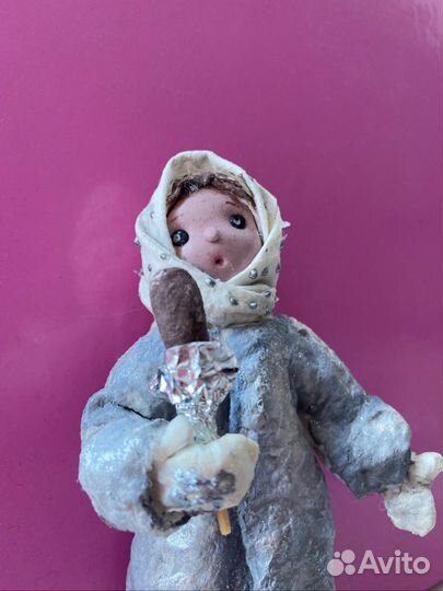 Кукла ручной работы из ваты,елочные игрушки