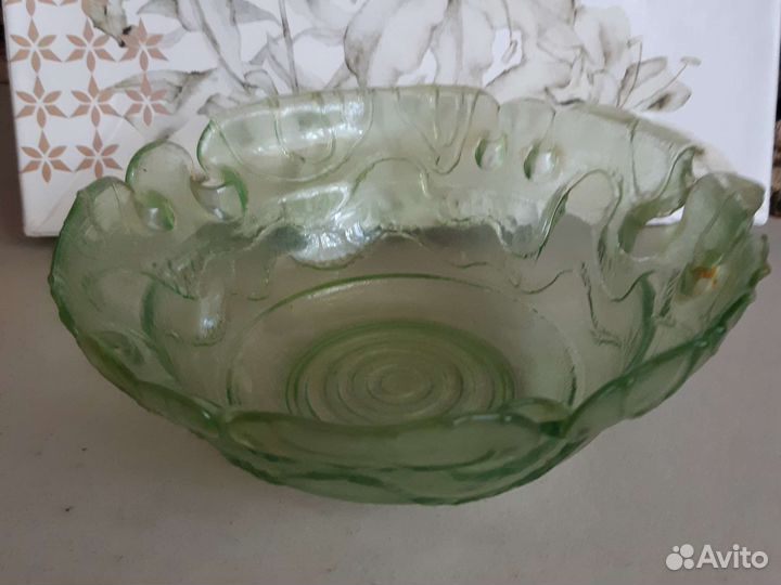 Ваза для фруктов цветное стекло СССР