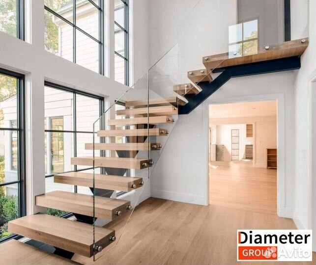 Установка Г образной лестницы с освещением