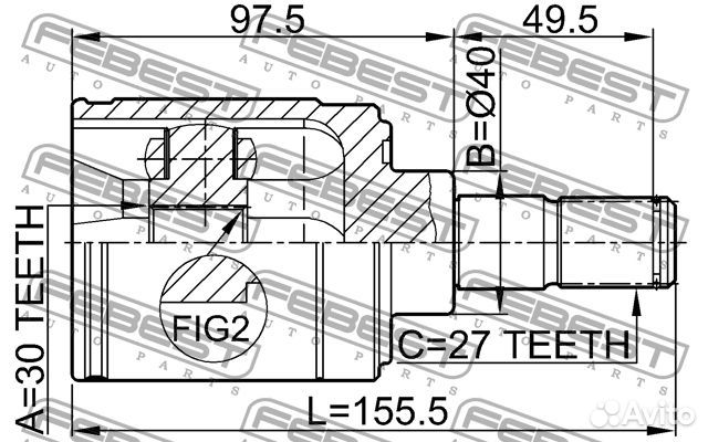Шрус внутренний правый 30X40X27
