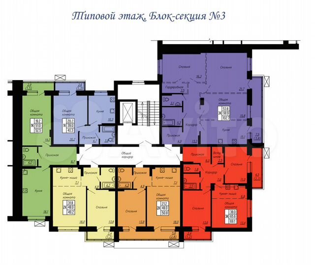 3-к. квартира, 69,1 м², 2/10 эт.