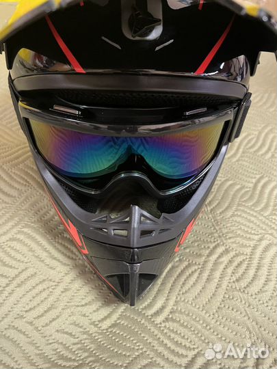 Full face Мотошлем кроссовый с очками