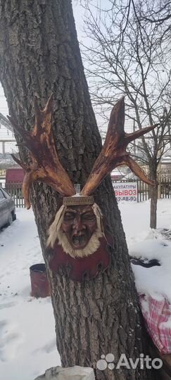 Голова индейца с лосиными рогами