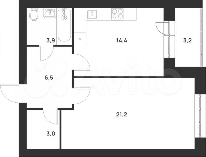 1-к. квартира, 52,2 м², 5/5 эт.