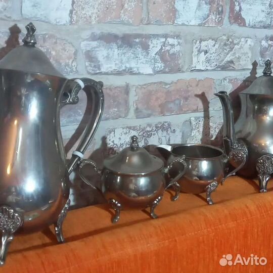 Сервиз кофейный чайный серебрение мельхиор Англия