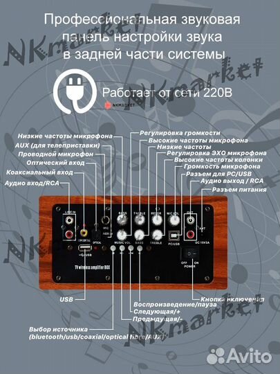 Колонка с караоке и двумя блютуз микрофонами