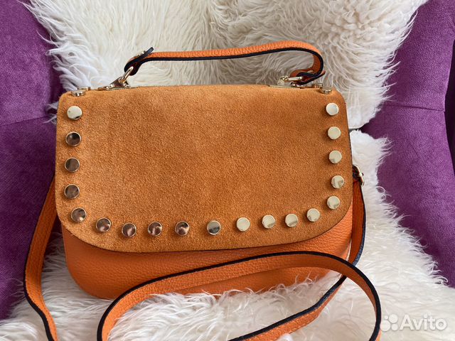 Новая кожаная с замшей женская сумка